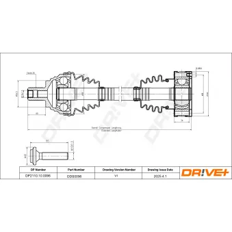 Arbre de transmission Dr!ve+ DP2110.10.0096 pour AUDI Q7 1.6 GPL - 102cv