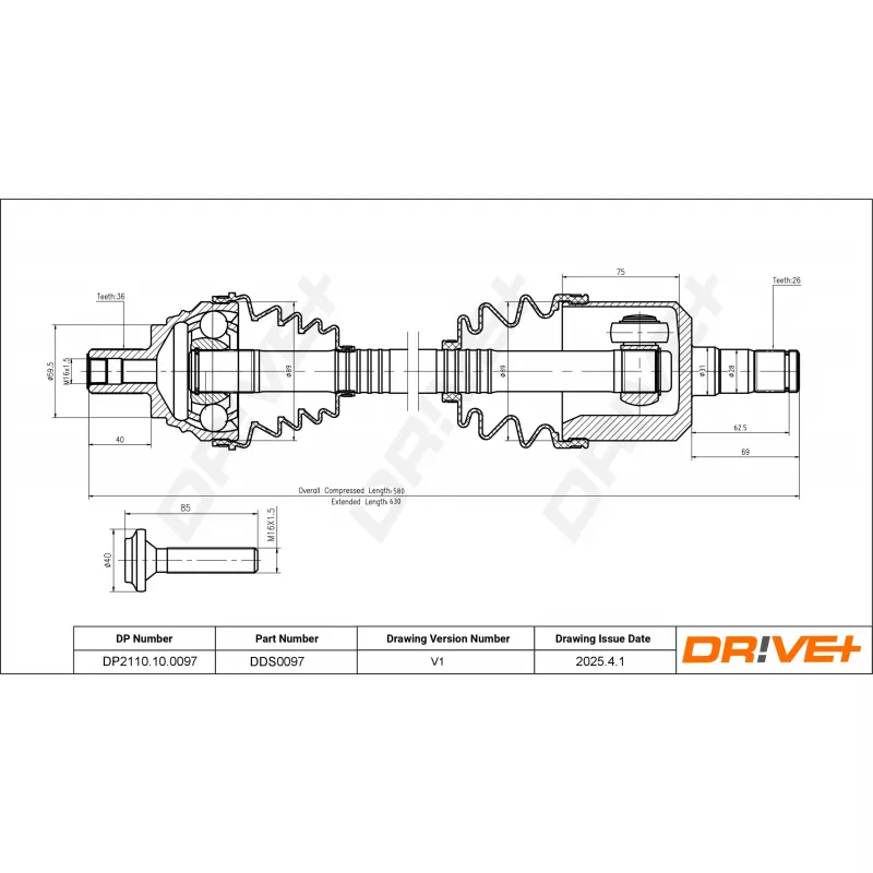 Arbre de transmission Dr!ve+ DP2110.10.0097 - Visuel 1
