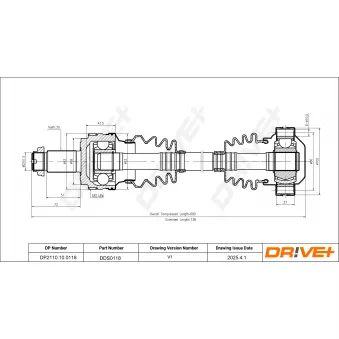 Arbre de transmission Dr!ve+ DP2110.10.0118 pour BMW X3 3.0d - 204cv