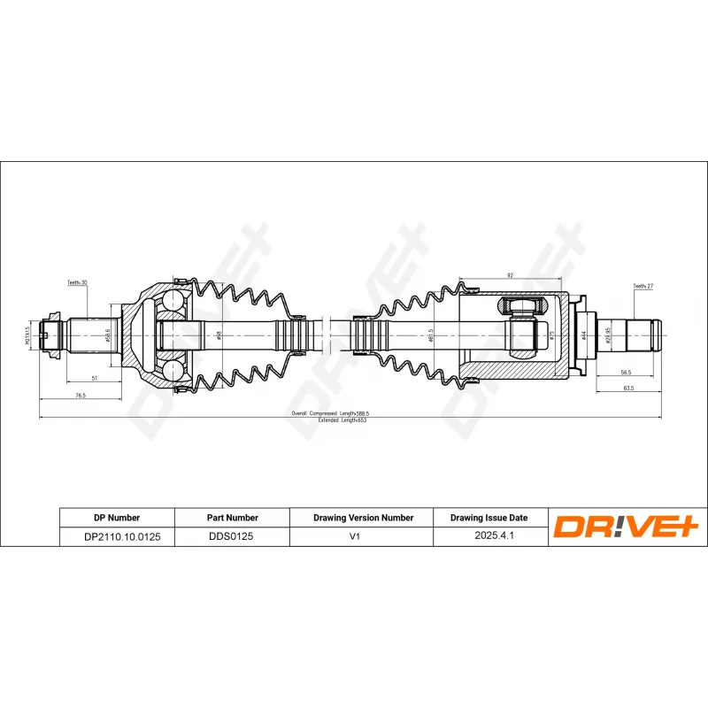 Arbre de transmission Dr!ve+ DP2110.10.0125 - Visuel 1