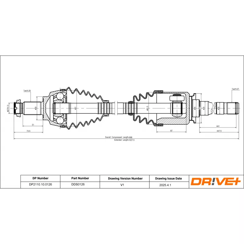 Arbre de transmission Dr!ve+ DP2110.10.0126 - Visuel 1