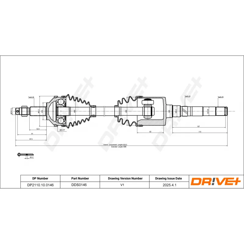 Arbre de transmission Dr!ve+ DP2110.10.0146 - Visuel 1