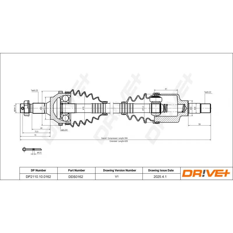Arbre de transmission Dr!ve+ DP2110.10.0162 - Visuel 1