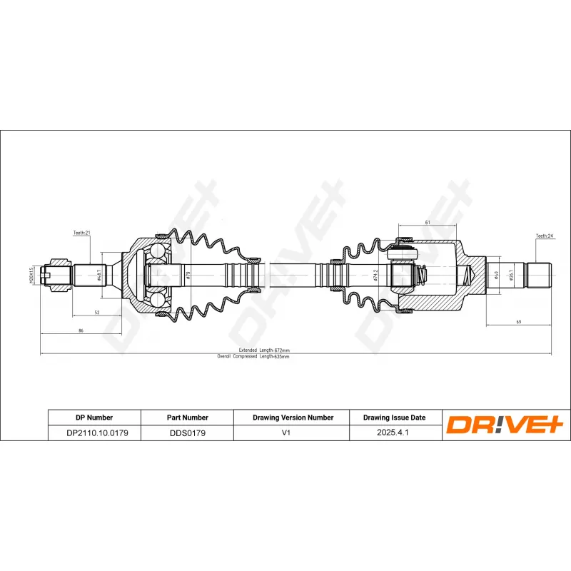 Arbre de transmission Dr!ve+ DP2110.10.0179 - Visuel 1