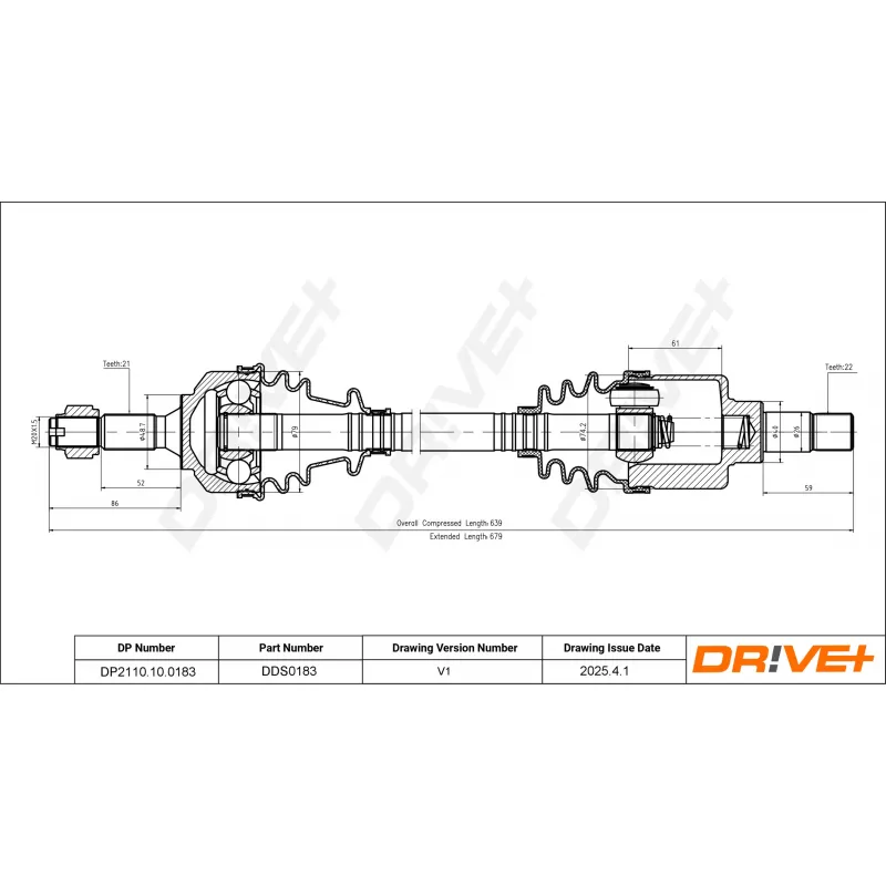 Arbre de transmission Dr!ve+ DP2110.10.0183 - Visuel 1