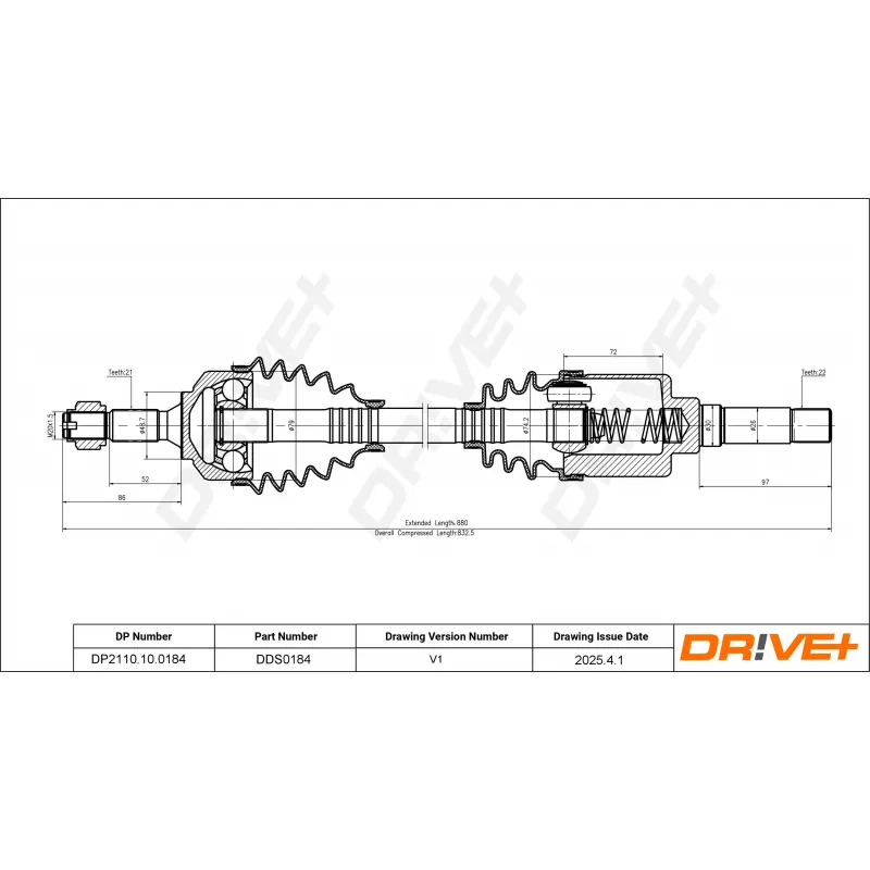Arbre de transmission Dr!ve+ DP2110.10.0184 - Visuel 1