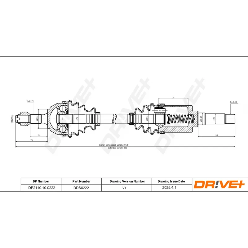 Arbre de transmission Dr!ve+ DP2110.10.0222 - Visuel 1