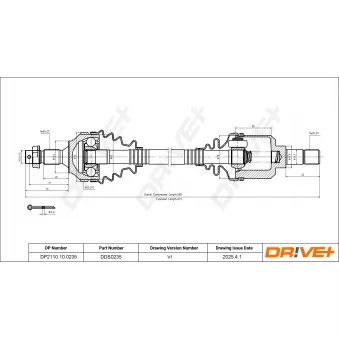 Arbre de transmission Dr!ve+ OEM 9623687280