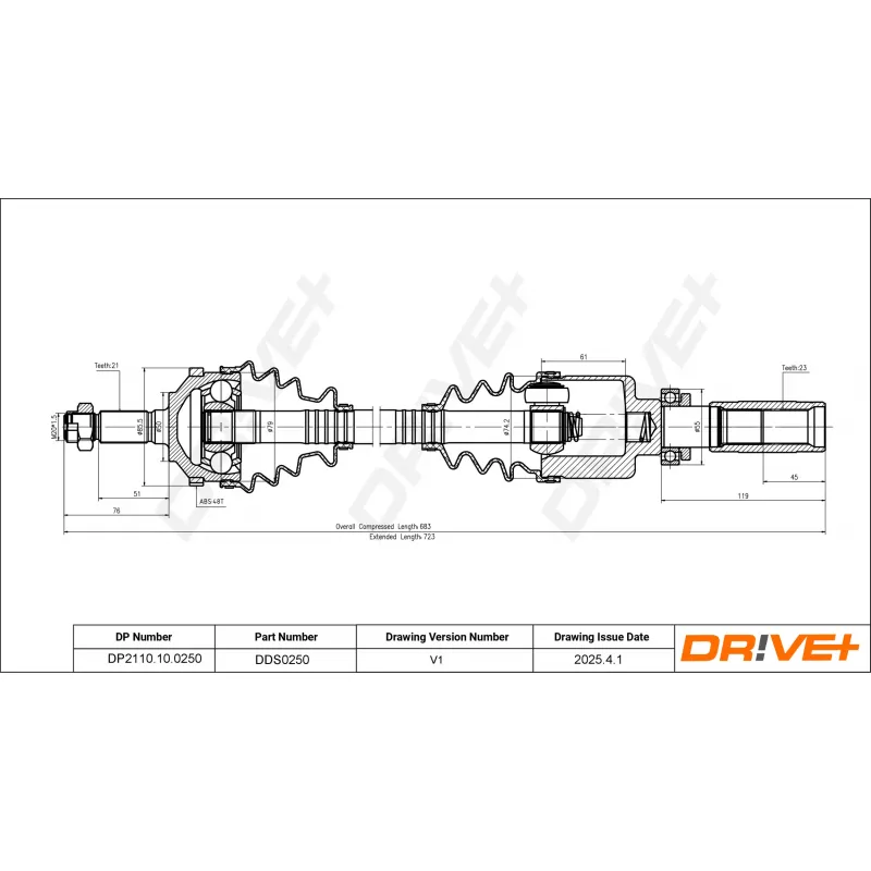 Arbre de transmission Dr!ve+ DP2110.10.0250 - Visuel 1