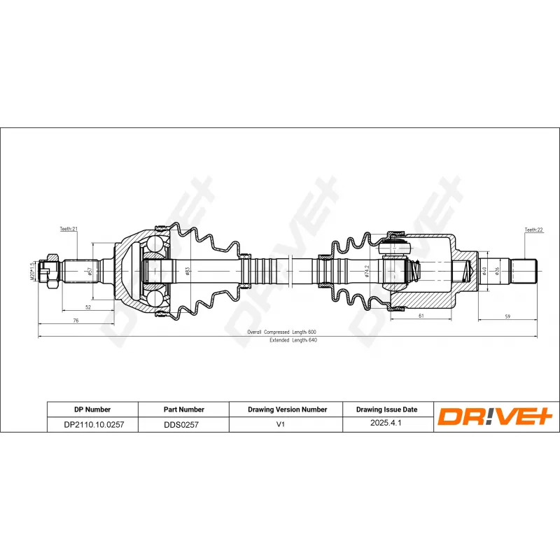 Arbre de transmission Dr!ve+ DP2110.10.0257 - Visuel 1