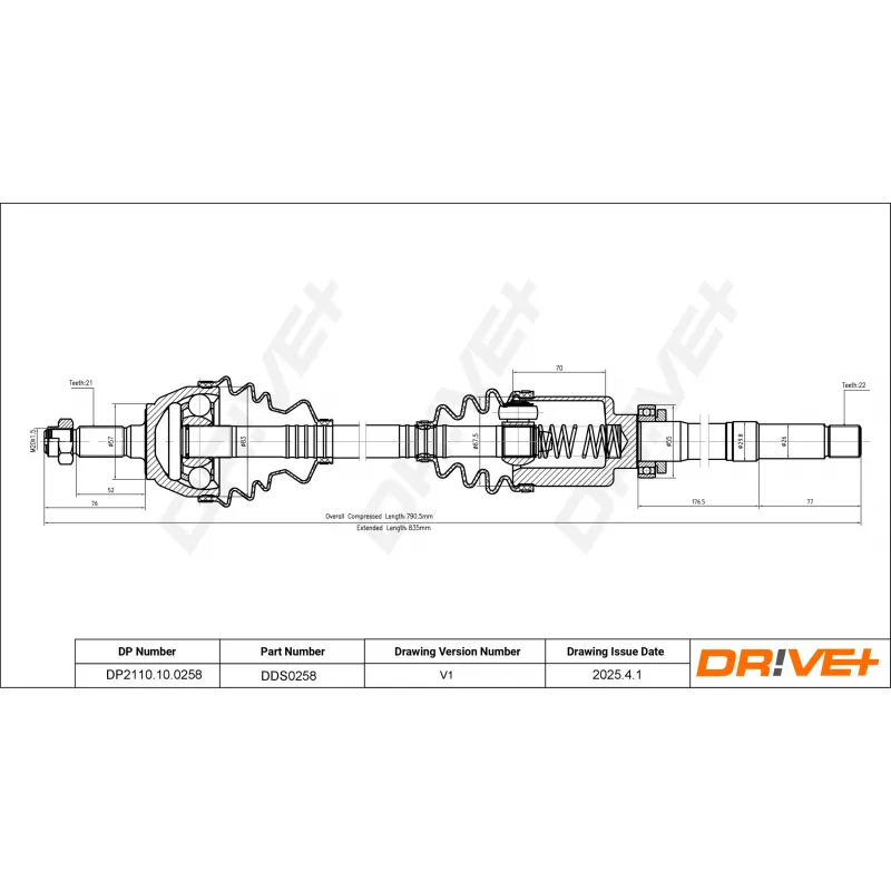 Arbre de transmission Dr!ve+ DP2110.10.0258 - Visuel 1