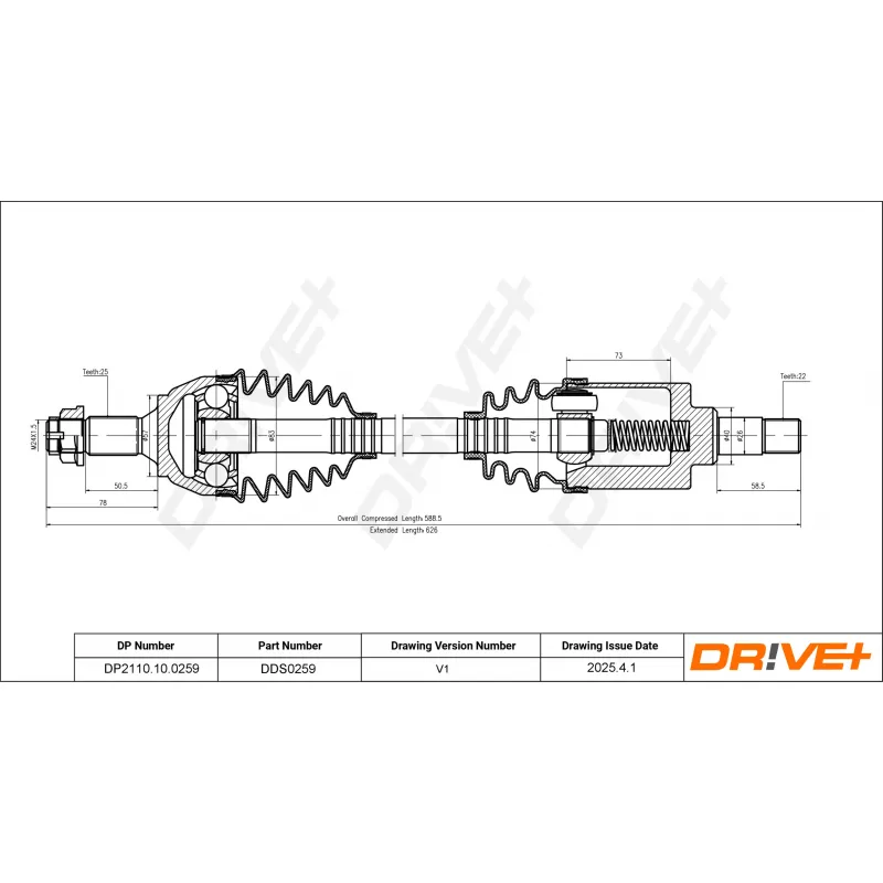 Arbre de transmission Dr!ve+ DP2110.10.0259 - Visuel 1