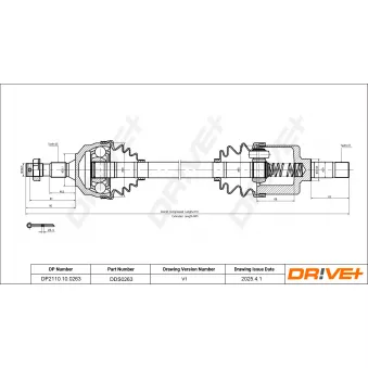 Arbre de transmission Dr!ve+ DP2110.10.0263 pour MITSUBISHI COLT 2.0 HDi - 136cv