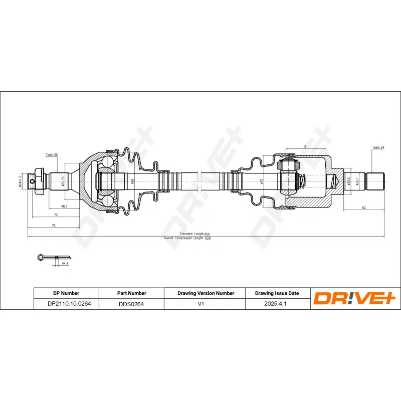 Arbre de transmission Dr!ve+ DP2110.10.0264 - Visuel 1