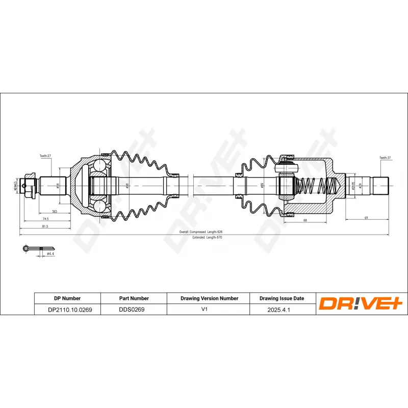 Arbre de transmission Dr!ve+ DP2110.10.0269 - Visuel 1