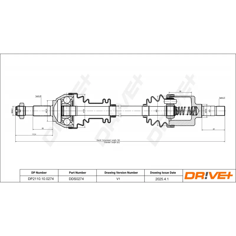 Arbre de transmission Dr!ve+ DP2110.10.0274 - Visuel 1