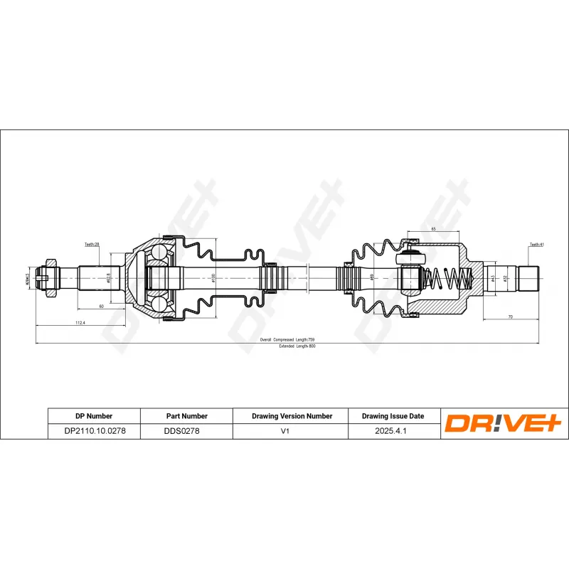Arbre de transmission Dr!ve+ DP2110.10.0278 - Visuel 1