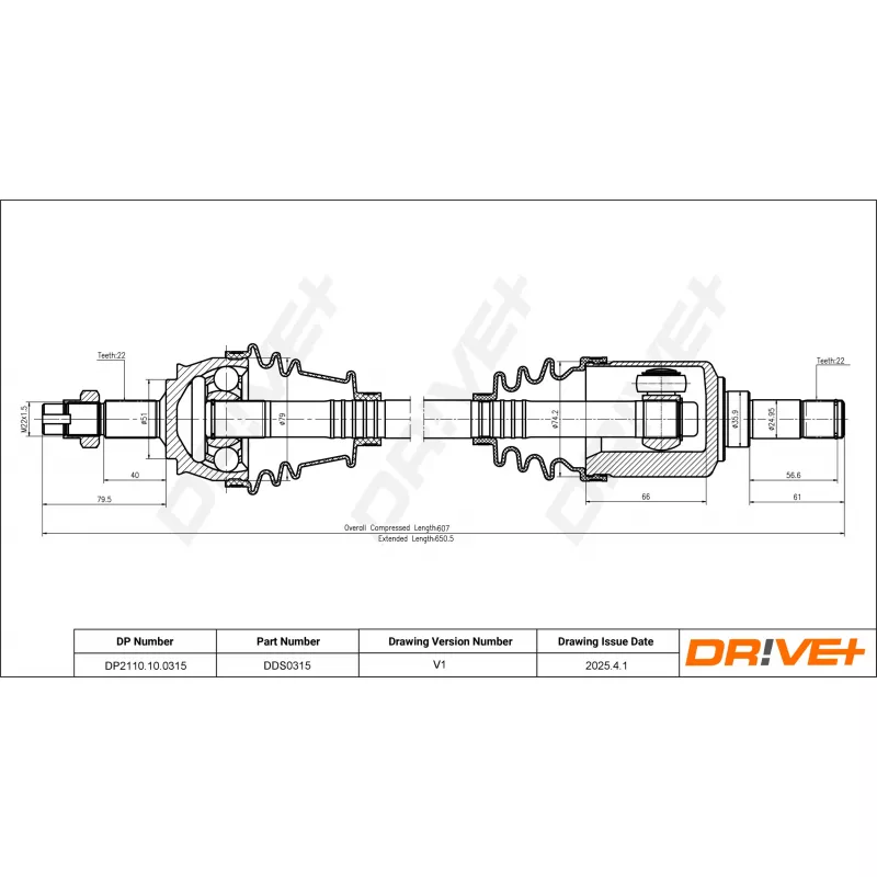 Arbre de transmission Dr!ve+ DP2110.10.0315 - Visuel 1