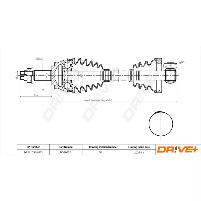 Arbre de transmission Dr!ve+ DP2110.10.0322 - Visuel 1