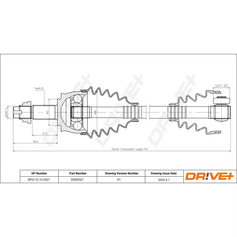 Arbre de transmission Dr!ve+ DP2110.10.0327 - Visuel 1