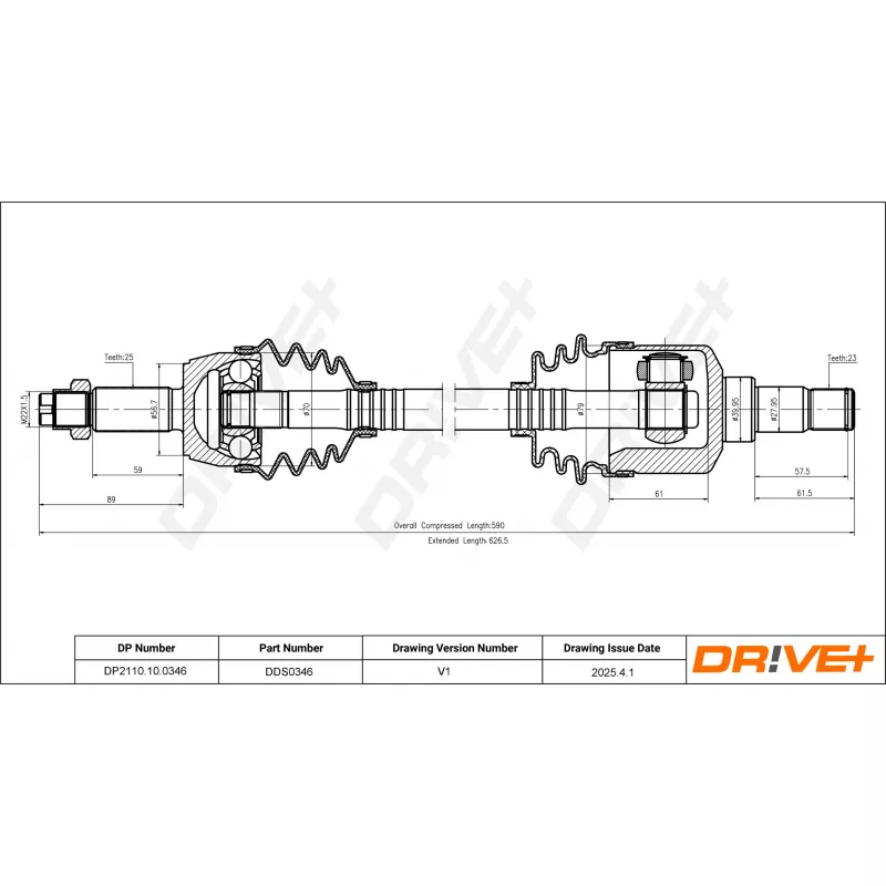 Arbre de transmission Dr!ve+ DP2110.10.0346 - Visuel 1