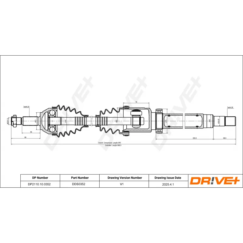 Arbre de transmission Dr!ve+ DP2110.10.0352 - Visuel 1