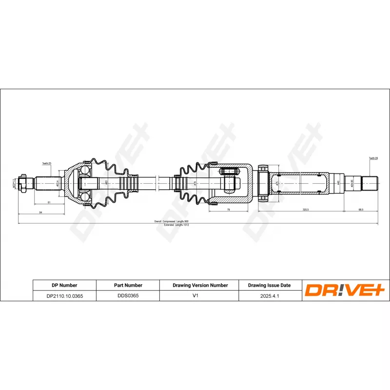 Arbre de transmission Dr!ve+ DP2110.10.0365 - Visuel 1