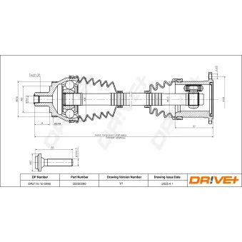 Arbre de transmission Dr!ve+ DP2110.10.0390 pour FORD GALAXY 2.8 V6 - 204cv