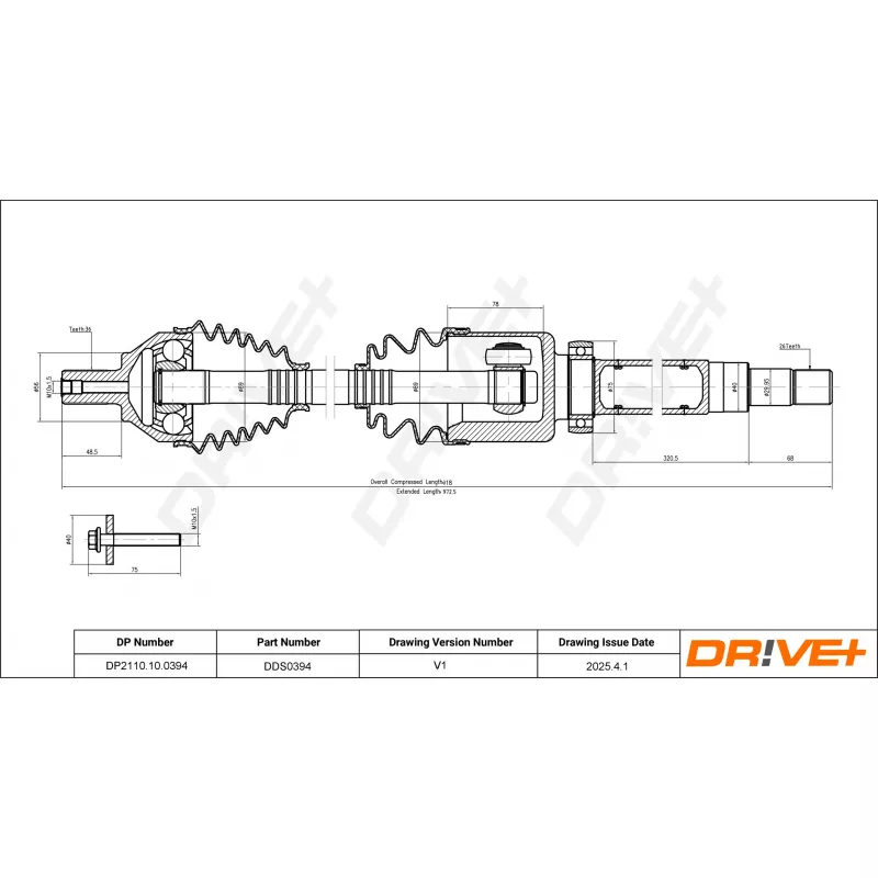 Arbre de transmission Dr!ve+ DP2110.10.0394 - Visuel 1