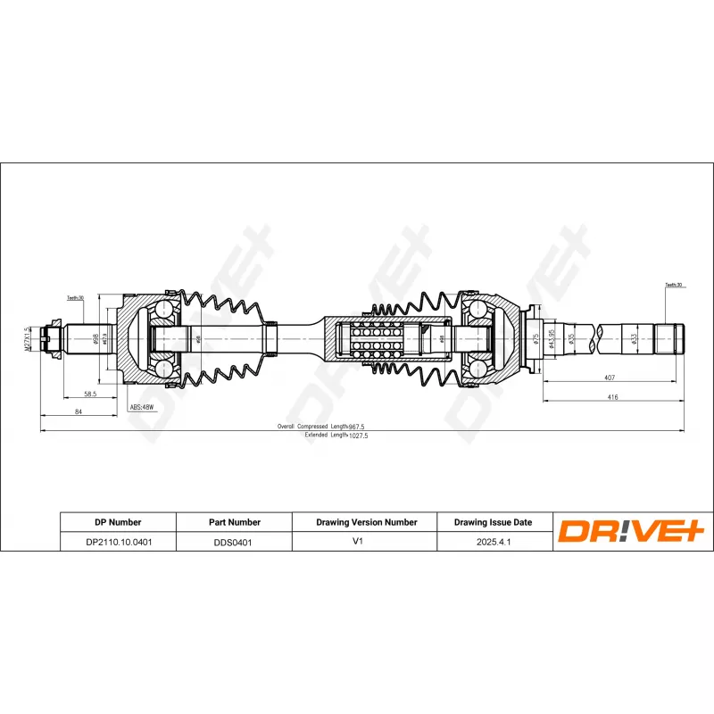 Arbre de transmission Dr!ve+ DP2110.10.0401 - Visuel 1