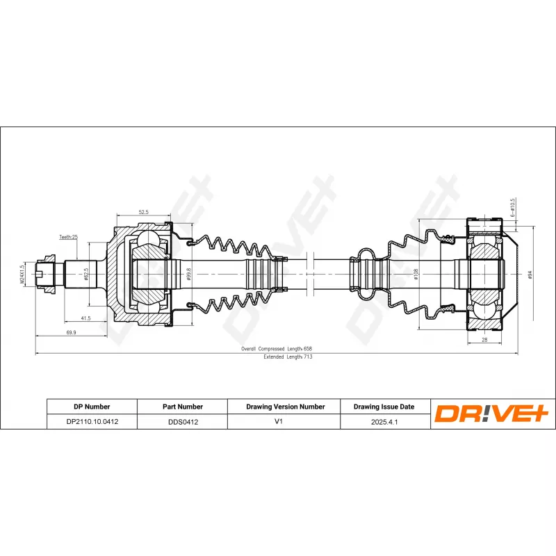 Arbre de transmission Dr!ve+ DP2110.10.0412 - Visuel 1