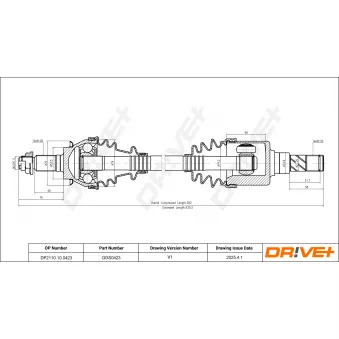 Arbre de transmission Dr!ve+ DP2110.10.0423 pour AUDI A6 One - 90cv