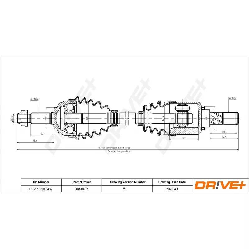 Arbre de transmission Dr!ve+ DP2110.10.0432 - Visuel 1