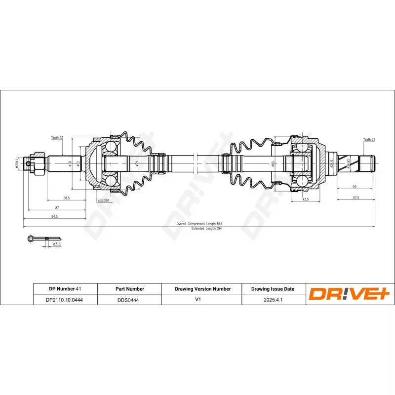 Arbre de transmission Dr!ve+ DP2110.10.0444 - Visuel 1
