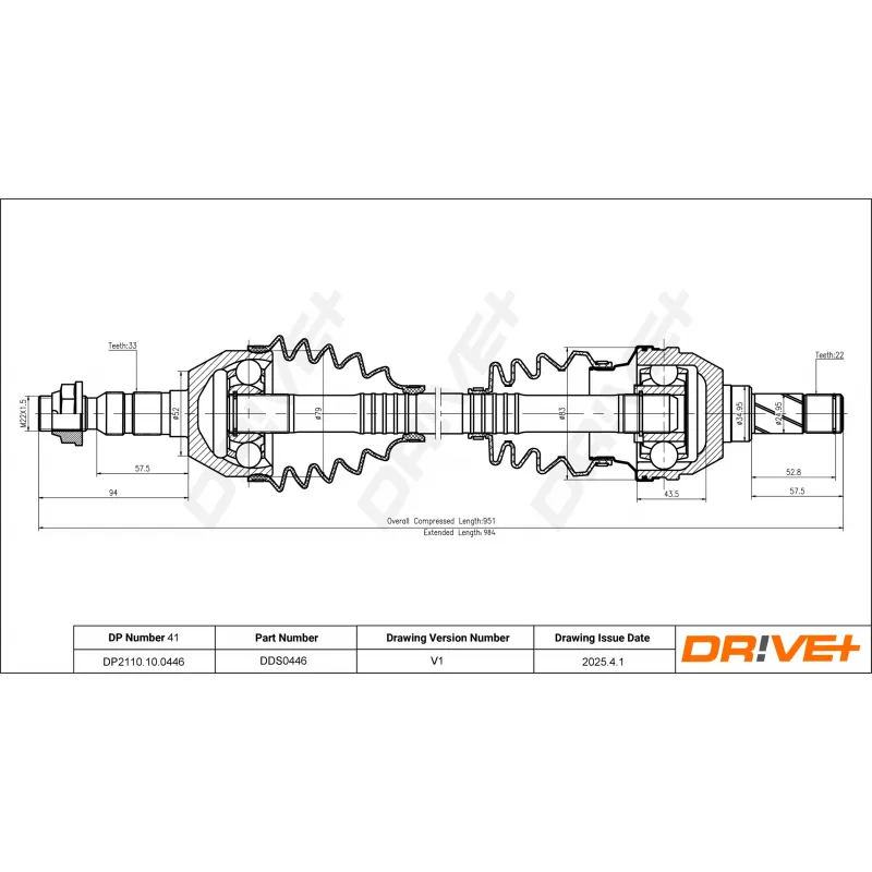 Arbre de transmission Dr!ve+ DP2110.10.0446 - Visuel 1
