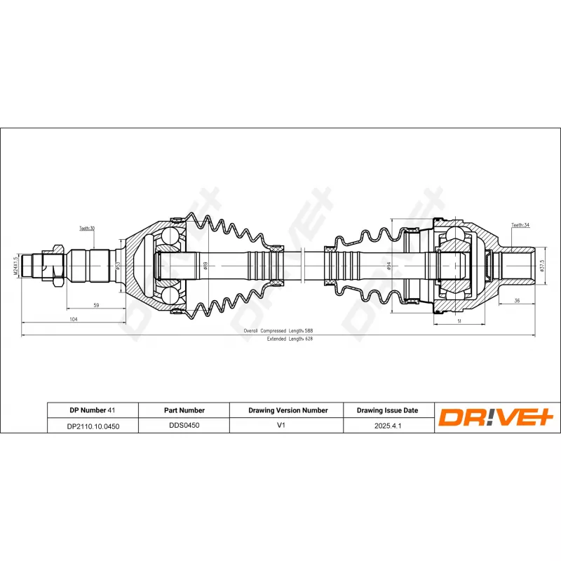 Arbre de transmission Dr!ve+ DP2110.10.0450 - Visuel 1
