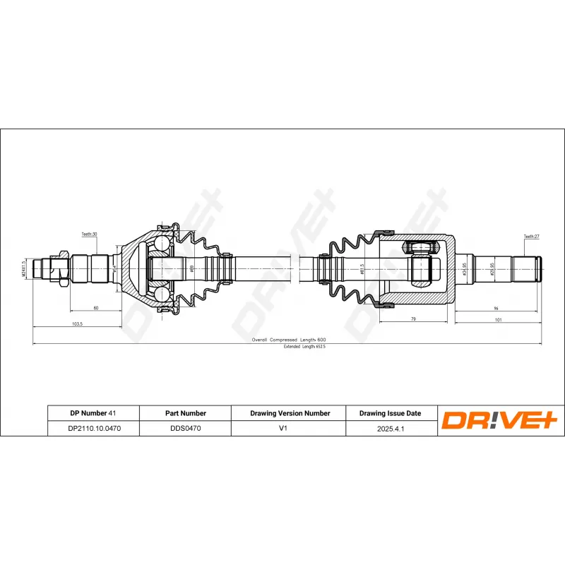 Arbre de transmission Dr!ve+ DP2110.10.0470 - Visuel 1