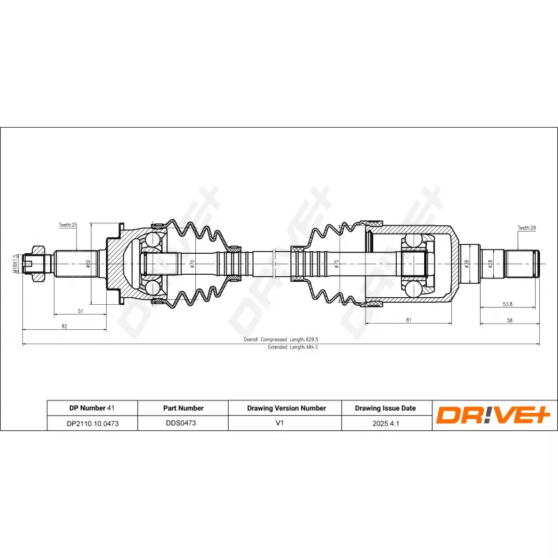 Arbre de transmission Dr!ve+ DP2110.10.0473 - Visuel 1