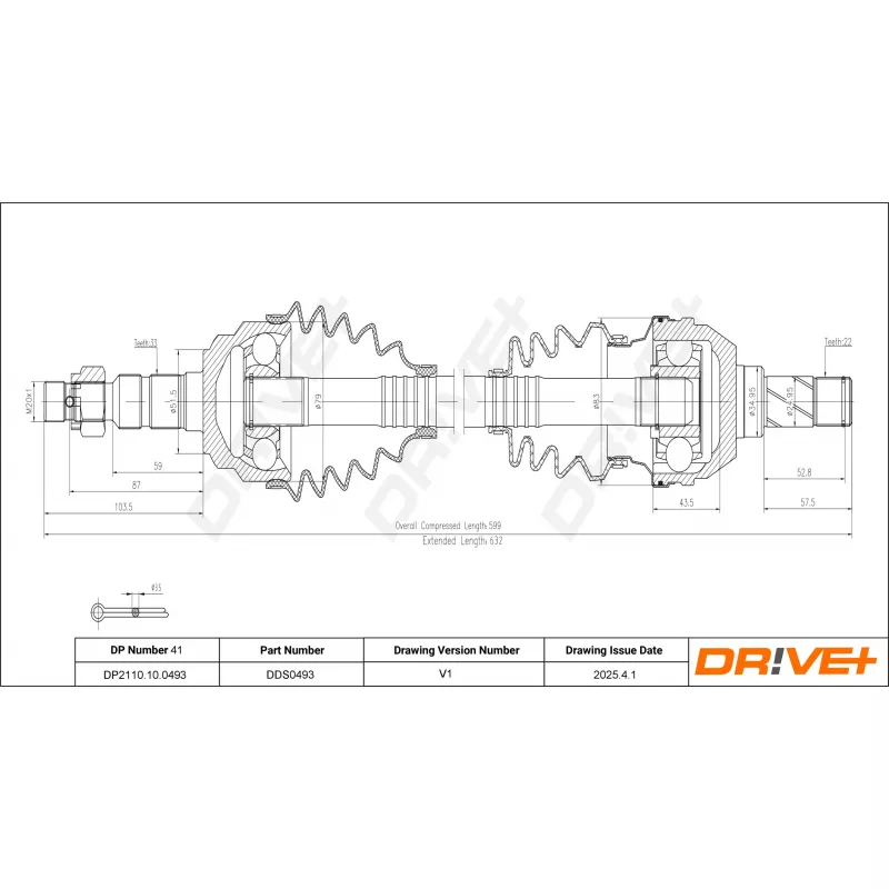 Arbre de transmission Dr!ve+ DP2110.10.0493 - Visuel 1