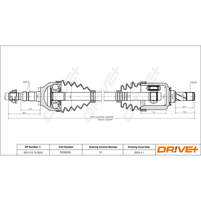 Arbre de transmission Dr!ve+ DP2110.10.0509 - Visuel 1