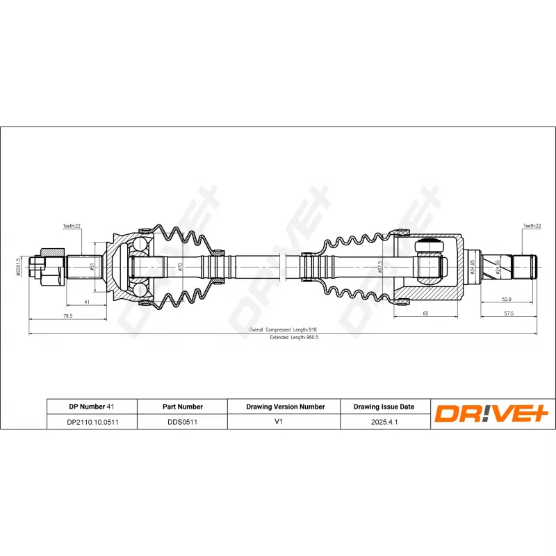 Arbre de transmission Dr!ve+ DP2110.10.0511 - Visuel 1