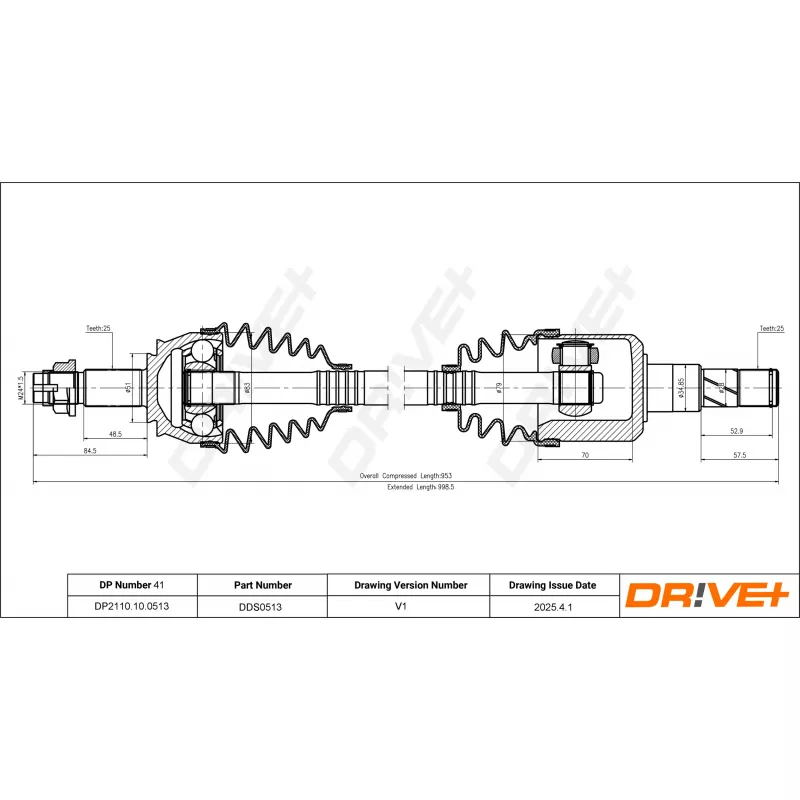 Arbre de transmission Dr!ve+ DP2110.10.0513 - Visuel 1