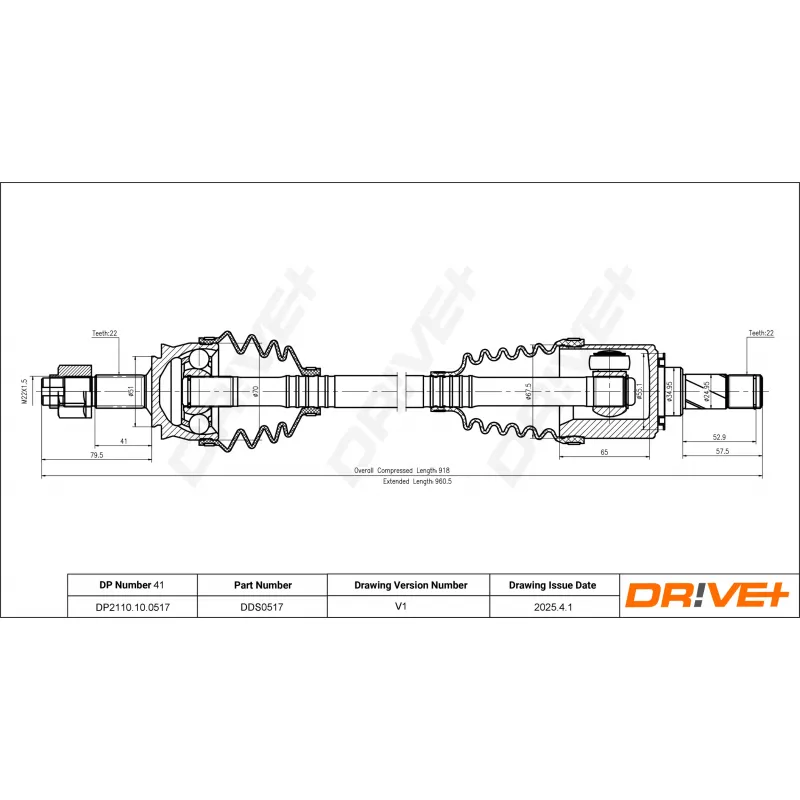 Arbre de transmission Dr!ve+ DP2110.10.0517 - Visuel 1