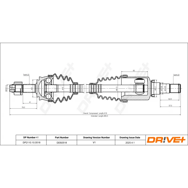 Arbre de transmission Dr!ve+ DP2110.10.0518 - Visuel 1