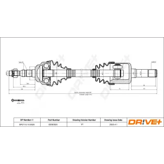 Arbre de transmission Dr!ve+ DP2110.10.0520 pour FIAT CINQUECENTO 2.2 DTI - 125cv