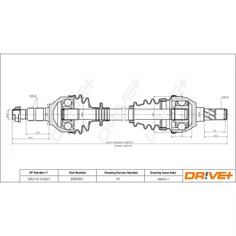 Arbre de transmission Dr!ve+ DP2110.10.0521 pour OPEL ASTRA 1.3 CDTI - 90cv