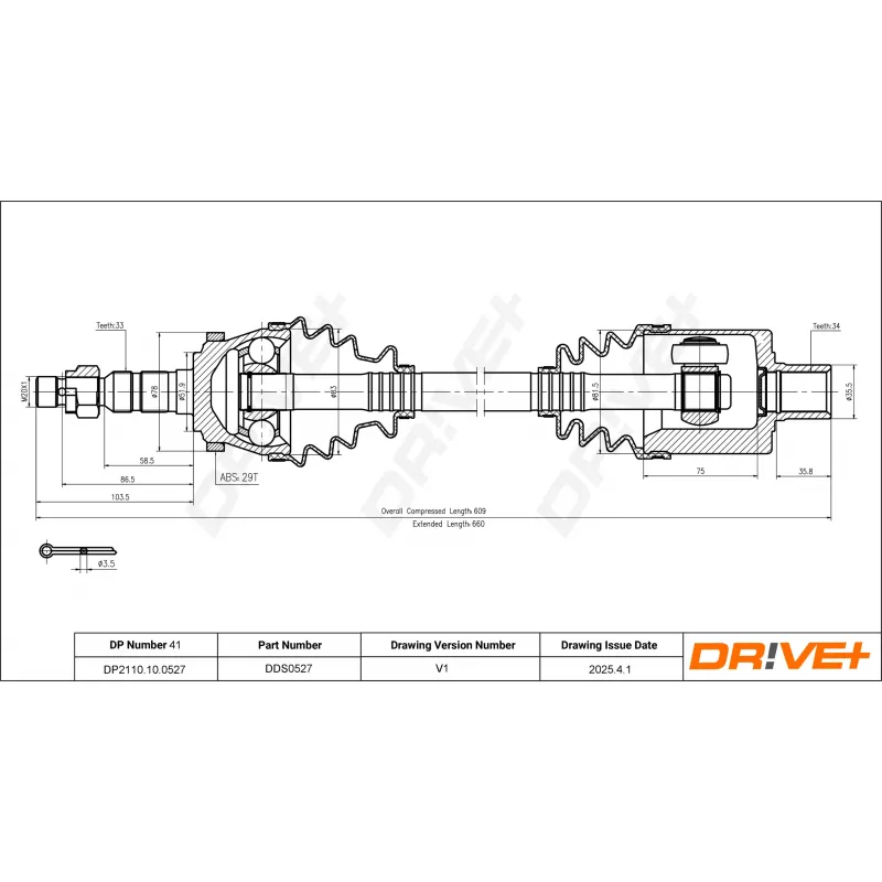 Arbre de transmission Dr!ve+ DP2110.10.0527 - Visuel 1