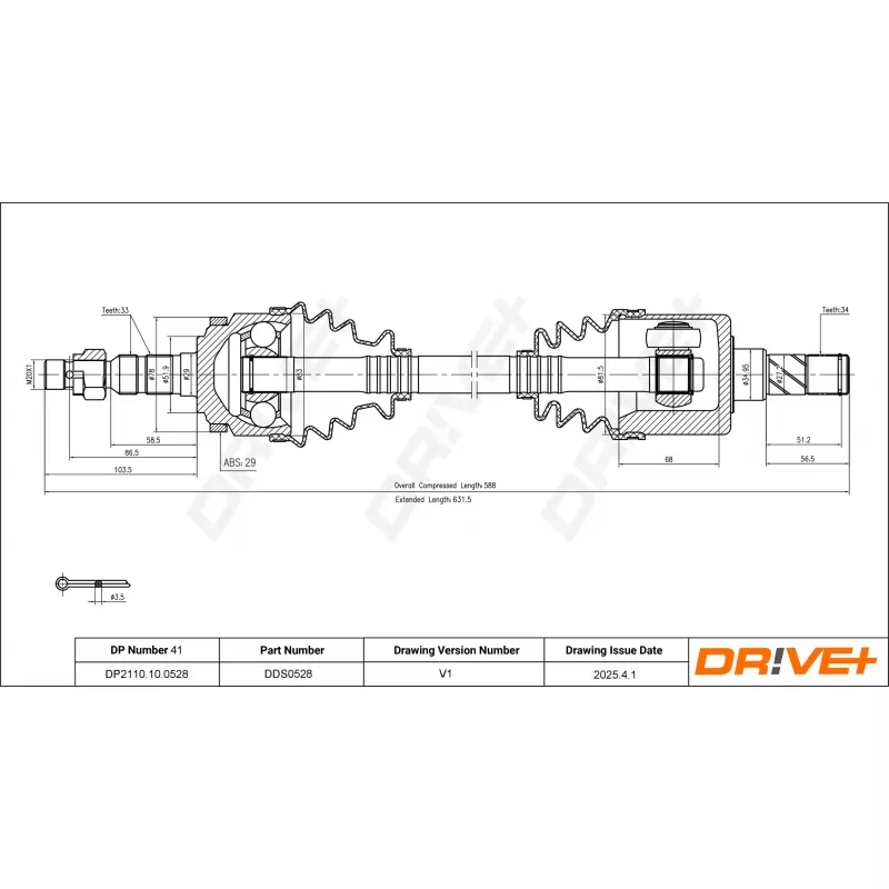 Arbre de transmission Dr!ve+ DP2110.10.0528 - Visuel 1