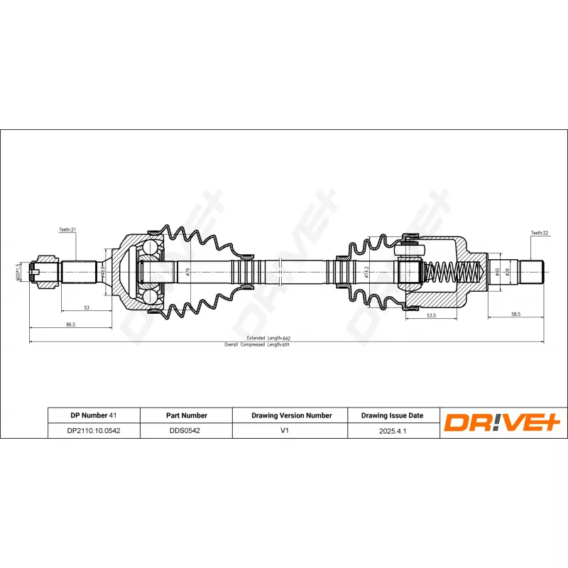 Arbre de transmission Dr!ve+ DP2110.10.0542 - Visuel 1