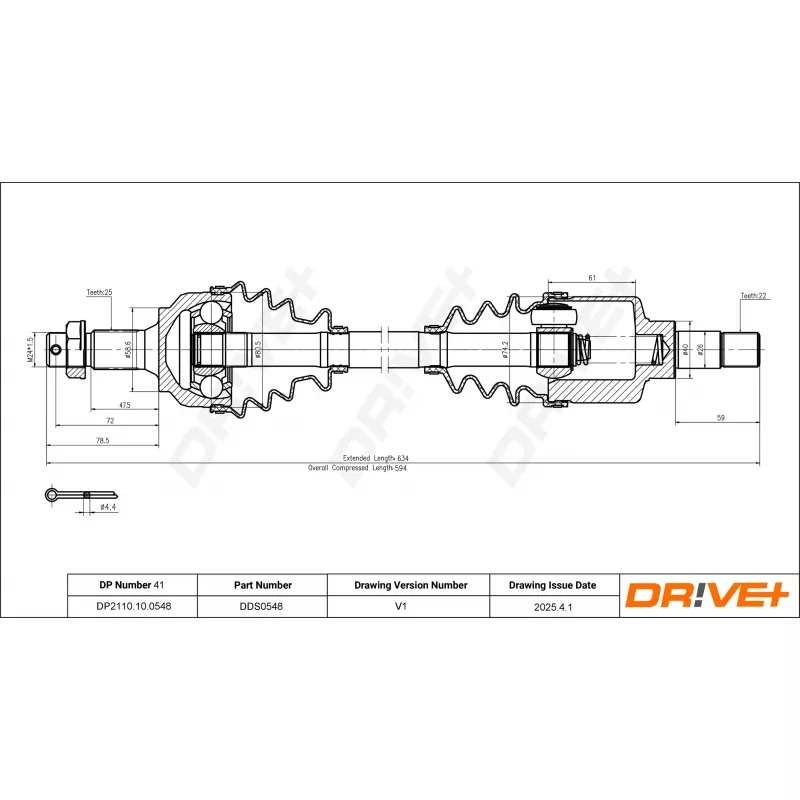 Arbre de transmission Dr!ve+ DP2110.10.0548 - Visuel 1